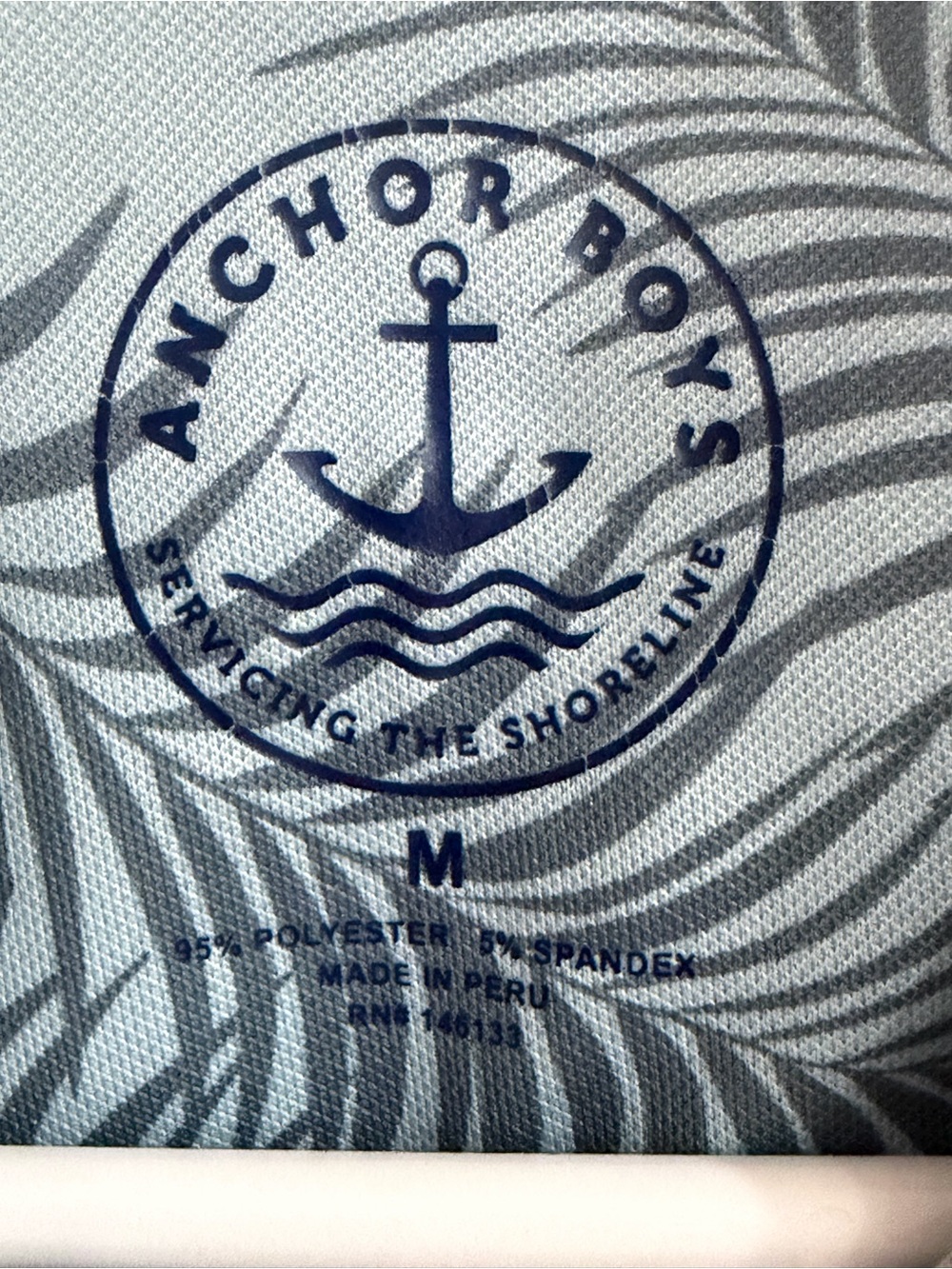 Anchor Boys Palm Leaves Tech Performance Polo Shirt Men's Size M Blue Teal - Picture 7 of 9